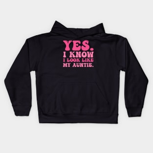 Yes I Know I Look Like My Auntie Breast Cancer Awareness Kids Hoodie